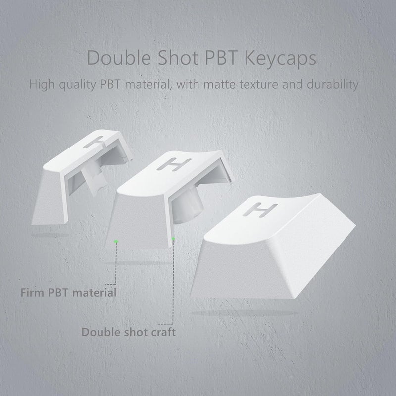 Womier Shine Through Keycaps, PBT Keycaps 60 65 75 100 Percent Cherry Profile Custom Key caps Set for Cherry Gateron MX Switches Mechanical Keyboard-Grey Creamy - Image 3